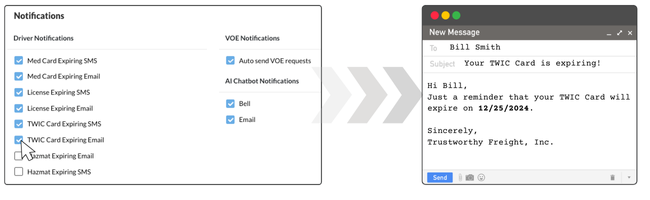 Automate alerts of expiring certifications for your fleet with DriverReach.